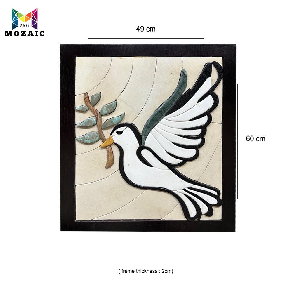 Peace Dove 3d Mosaic Wall Hang Woode - ChicMozaic