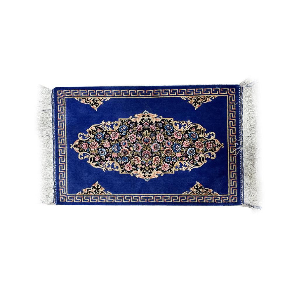 High Quality Hand-knotted Rug in Navy Blue Colour and Natural Silk - ChicMozaic