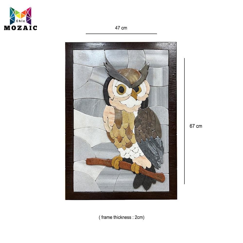 Owl 3d Mosaic Wall Hang Wooden Frame - ChicMozaic