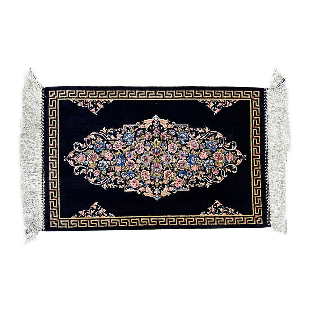 High Quality Hand-knotted Rug in Dark Blue Colour and Natural Silk - ChicMozaic