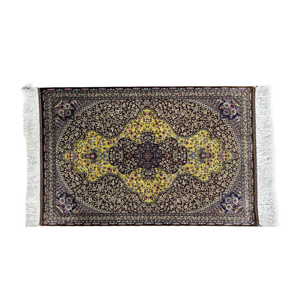 High Quality Hand-knotted Rug in Brown Colour and Natural Silk - ChicMozaic