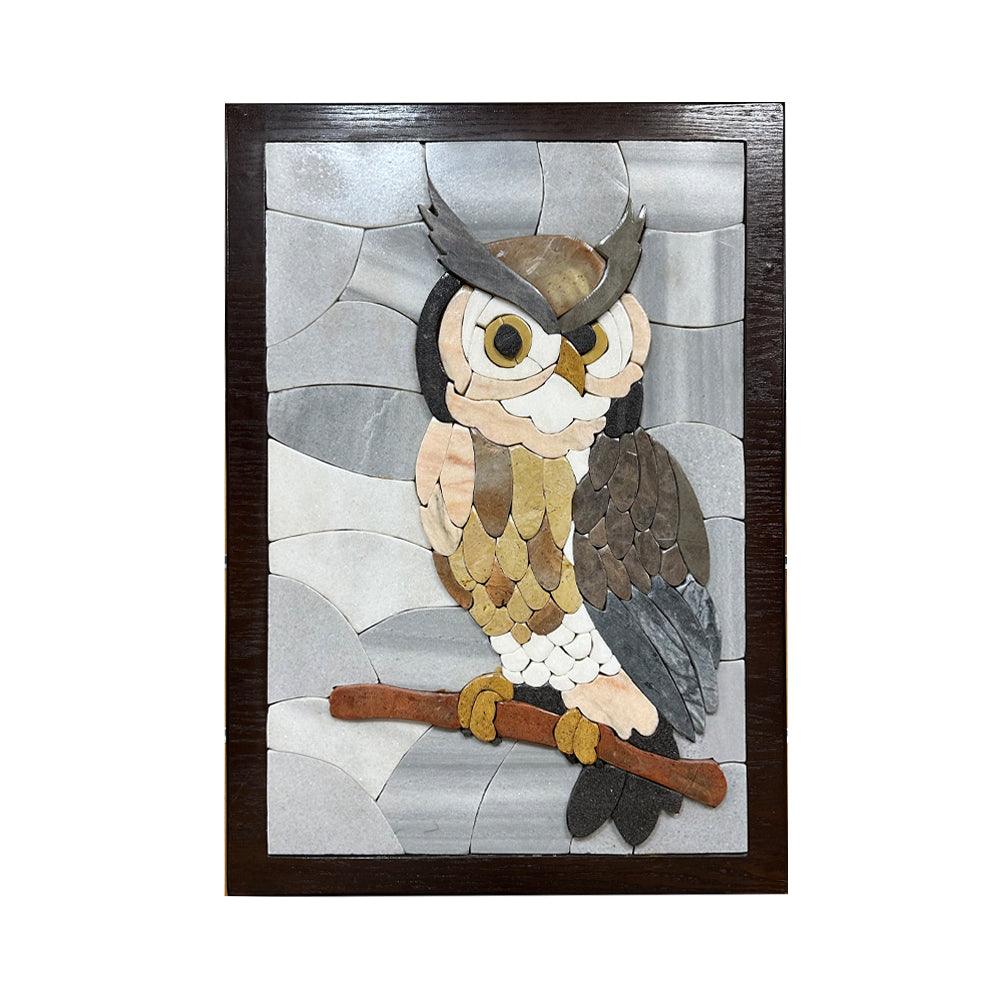 Owl 3d Mosaic Wall Hang Wooden Frame - ChicMozaic