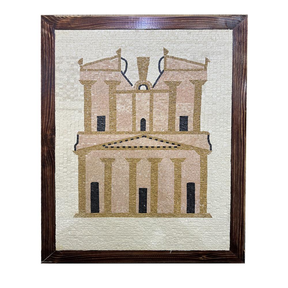 Handmade Mosaic With Natural Stone in the Shape of the Petra City - ChicMozaic