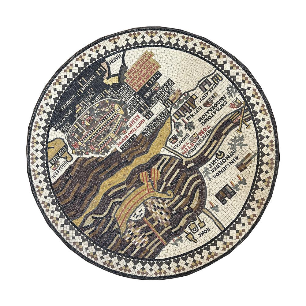 Handmade Mosaic With Natural Stone of the Madaba Map - ChicMozaic