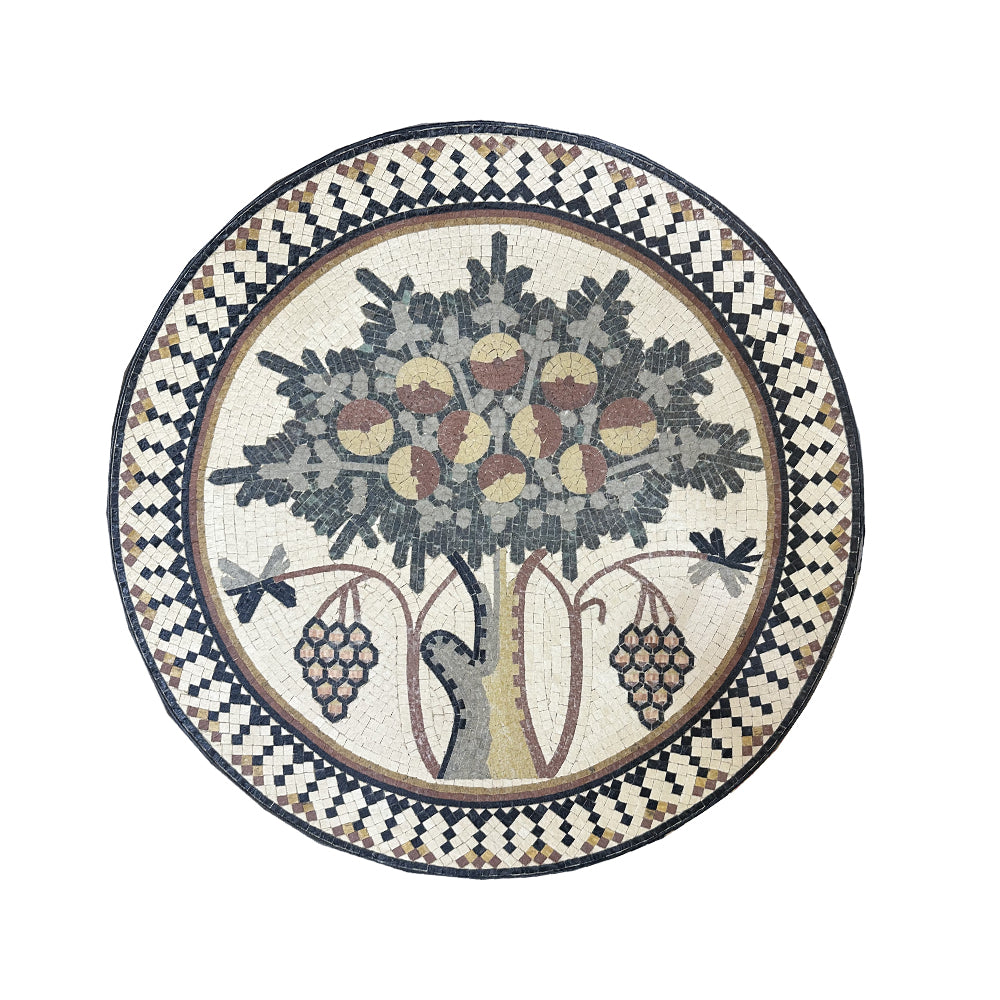 Handmade Mosaic With Natural Stone of the Madaba Tree - ChicMozaic