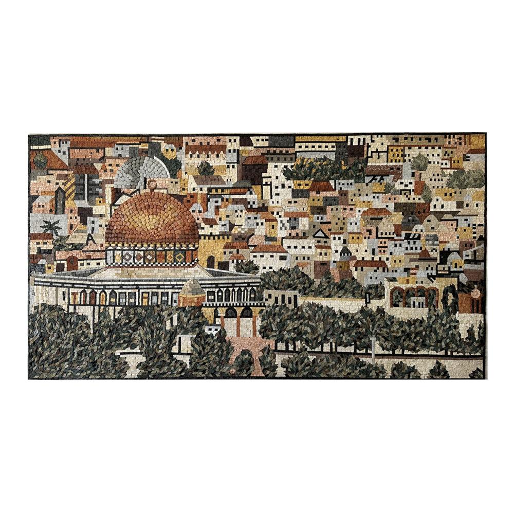 Handmade mosaic with natural stone of the Jerusalem city - ChicMozaic