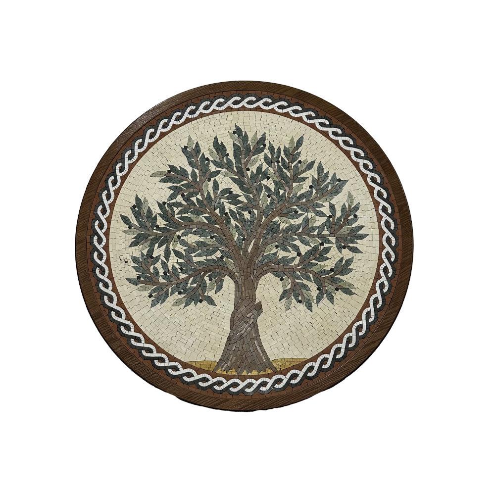 Handmade Mosaic With Natural Stone in the Shape of the Olive Tree - ChicMozaic